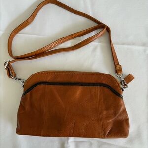 Lecxci Elegant Tan Leather crossbody Bag